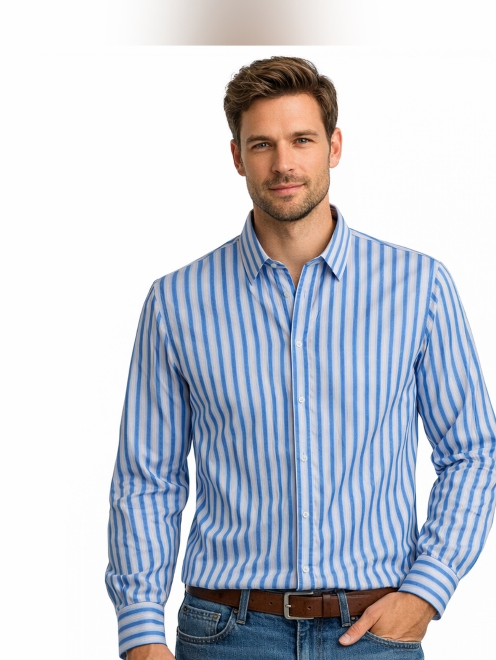 Banana Republic Non-Iron Classic Fit Dress Shirt Blue Stripe Men's XXL